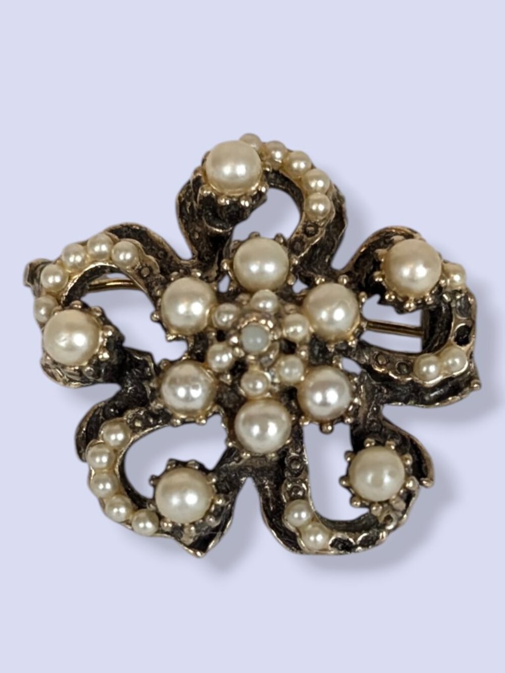 (2/$20) Vintage Faux Pearl Floral Brooch
